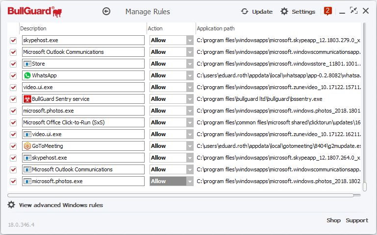 BullGuard Antivirus Settings