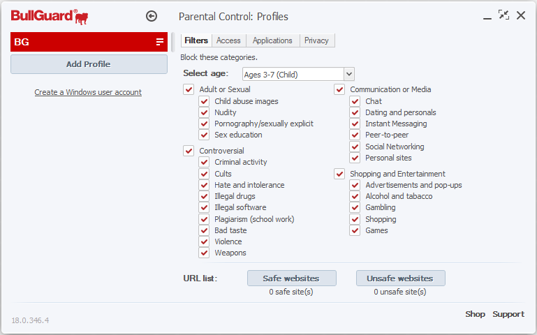 BullGuard Antivirus Settings