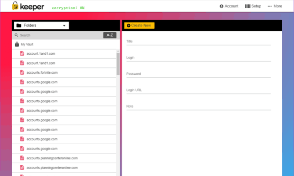 Keeper Password Manager Dashboard